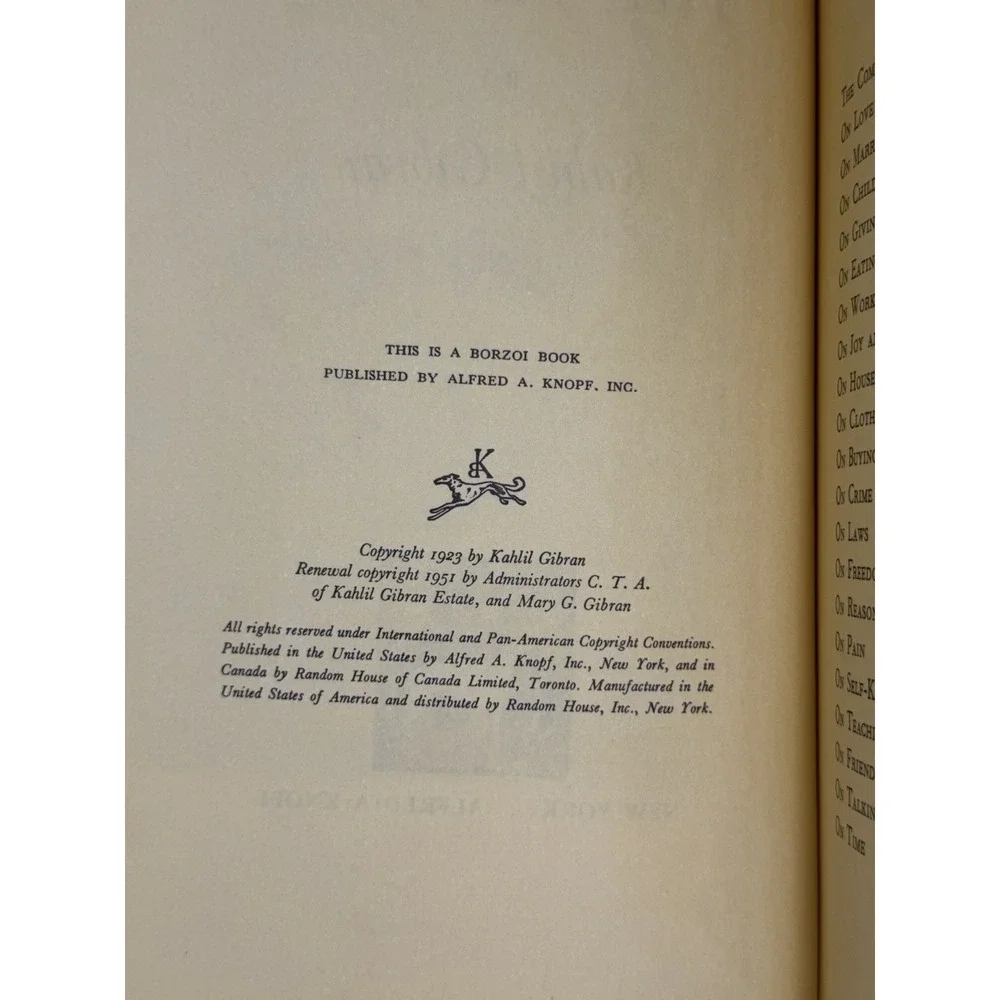 The Prophet Kahlil Gibran Hardcover Alfred A. Knopf Illustrated Poetry